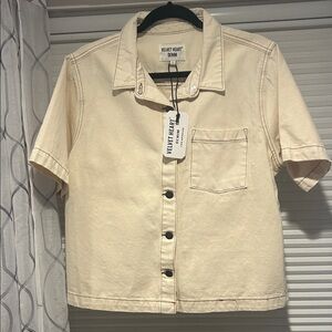 NWT Velvet Heart Cream Button-Up denim Shirt size large